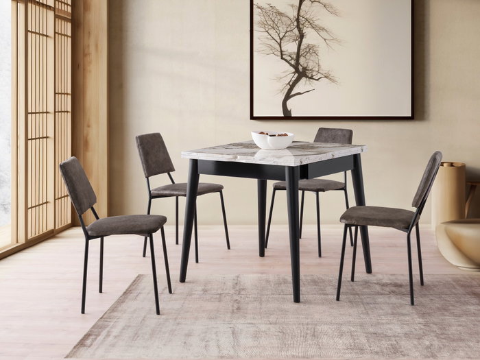 Hanah Home Mesa de Comedor Extensible Mármol Blanco Hanah Home Mesa de Comedor Extensible Mármol Blanco